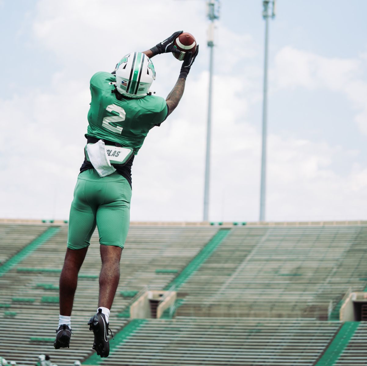 Action shot of player catching ball